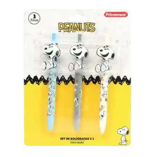 Set 3 Boligrafos Esferos X3 Und Snopy
