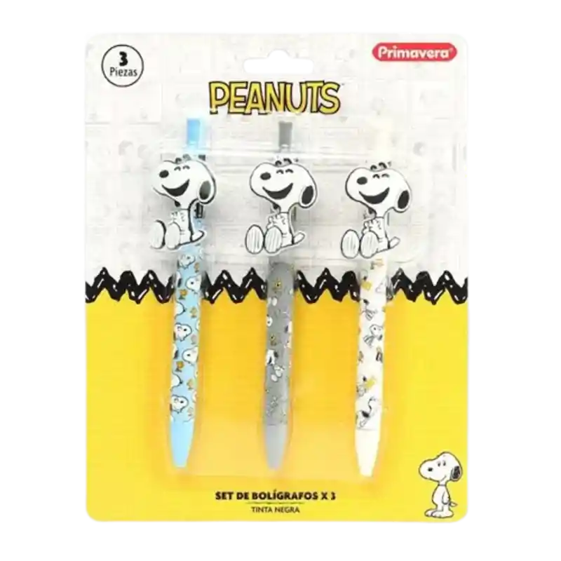 Set 3 Boligrafos Esferos X3 Und Snopy