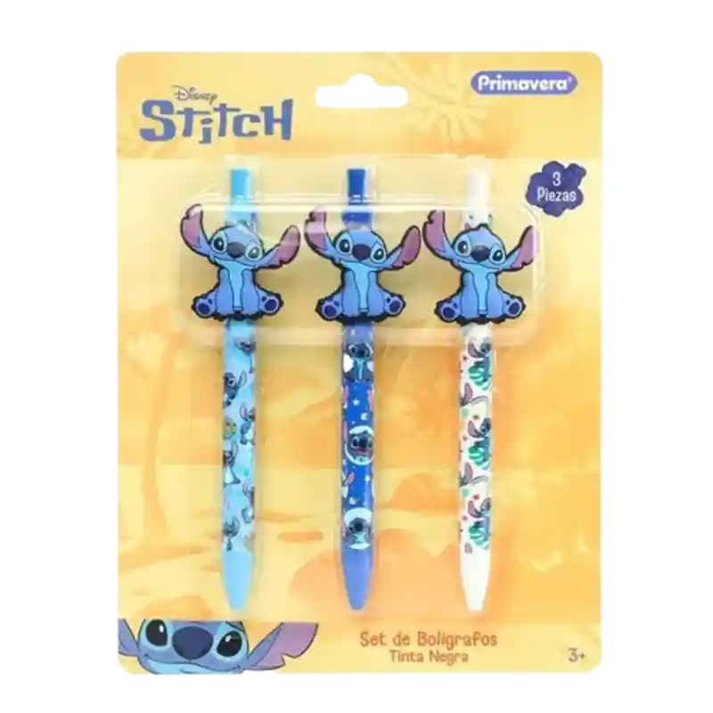 Set 3 Boligrafos Esferos Stitch