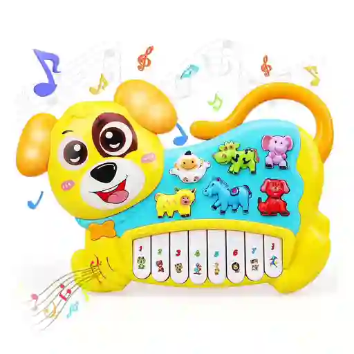 Juguete Piano Musical Perrito Con Luces Nuevo Amarillo