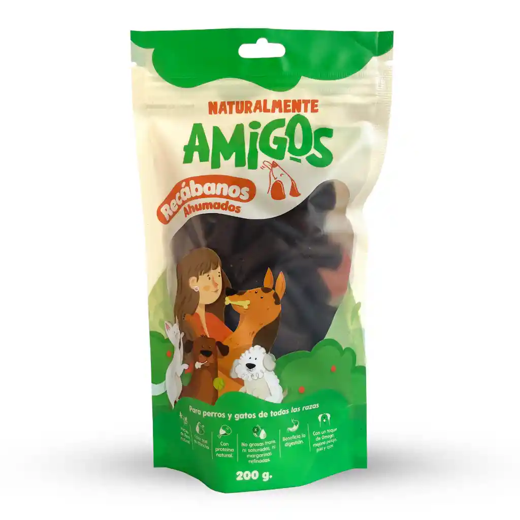 Amigos Recabanos Ahumados De Proteina Y Fibra Natural Para Perros Y Gatos 200 G
