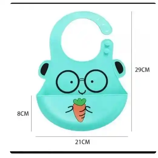 Babero Silicona 100% Impermeable Con Bolsillo Fácil Limpieza Azul