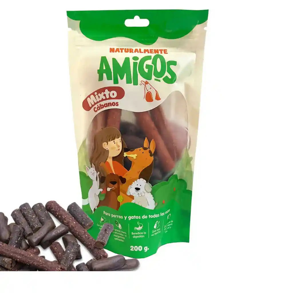 Amigos Mixto De Cabanos De Carne Deshidratada Y Natural Snacks Para Perros Y Gatos 200 G