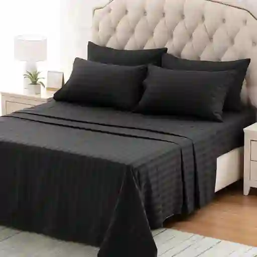 Sabana Embozada Negro Cama 1.60 Queen