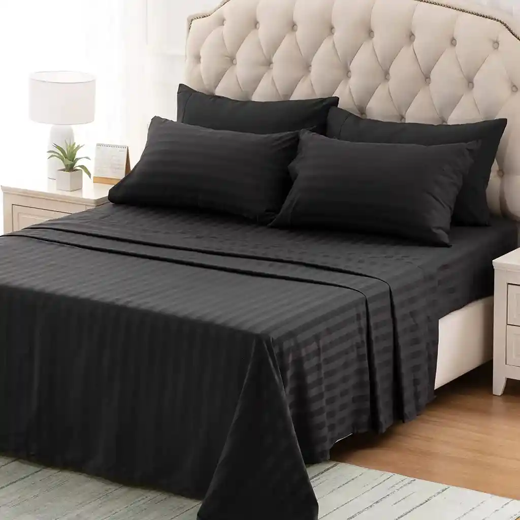 Sabana Embozada Negro Cama 1.60 Queen