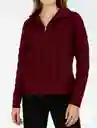 Suéter Para Mujer Trenzado Tejido Con Cremallera - The Narrow Vino