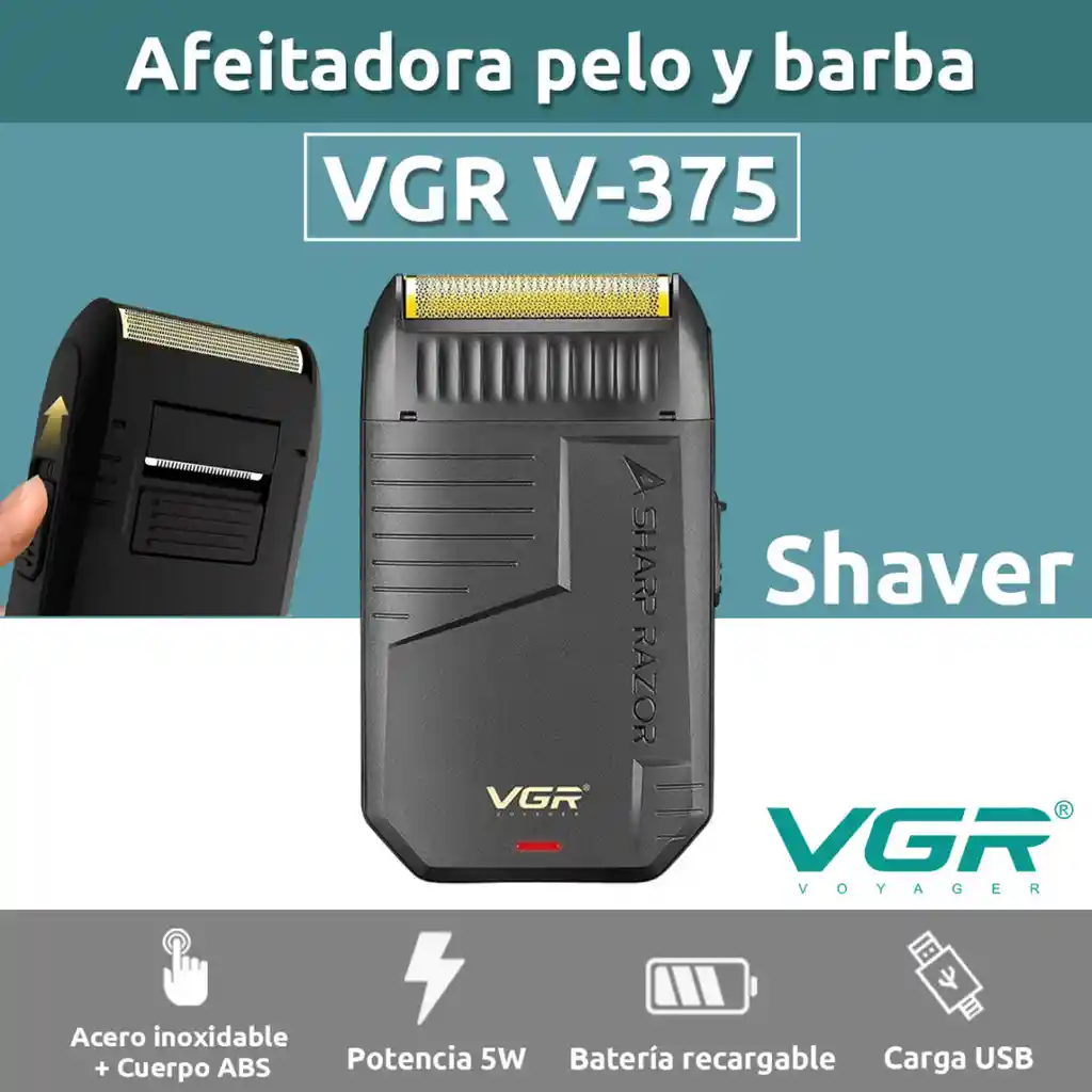Maquina Afeitar Shaver Electrica 2 En 1 Patillera Vgr