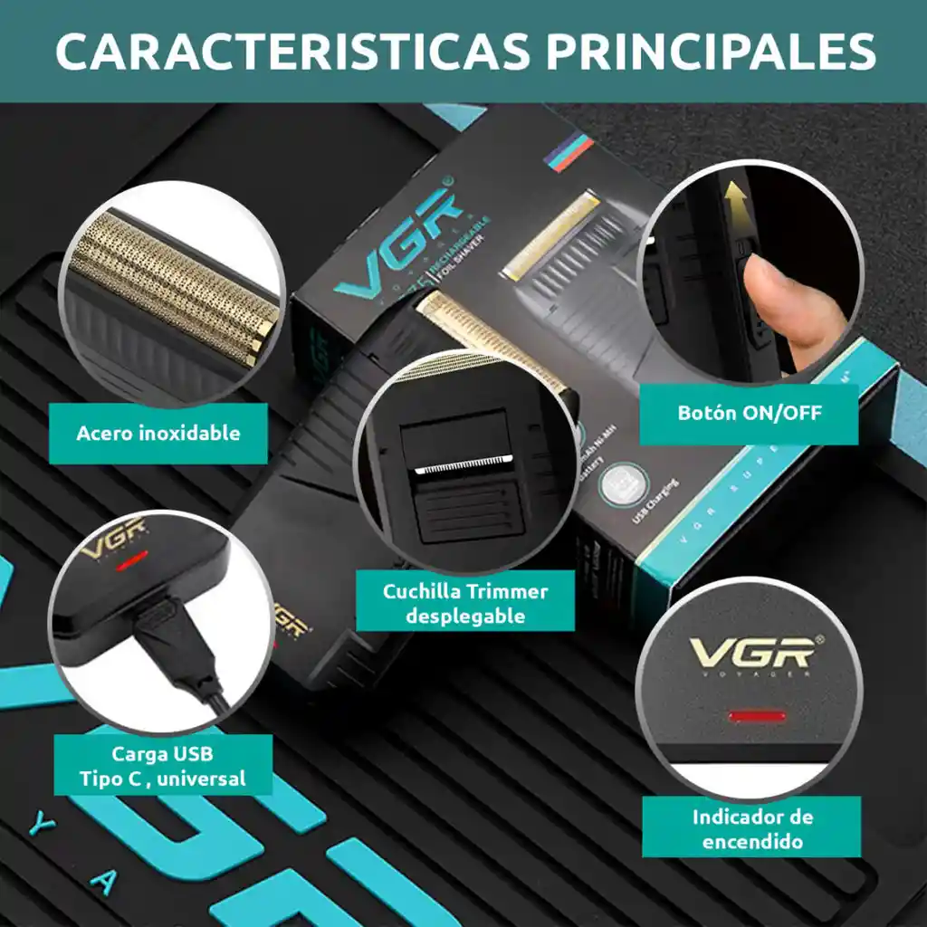 Maquina Afeitar Shaver Electrica 2 En 1 Patillera Vgr