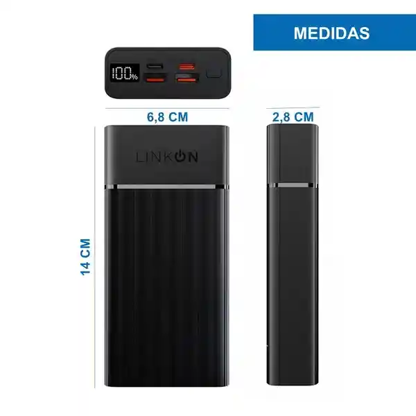 Batería Externa Power Bank 20000 Mah 45w Linkon Carga Rápida