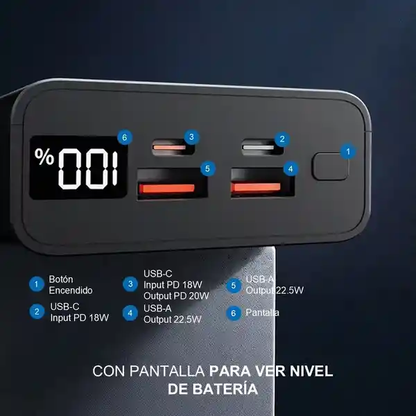 Batería Externa Power Bank 20000 Mah 45w Linkon Carga Rápida