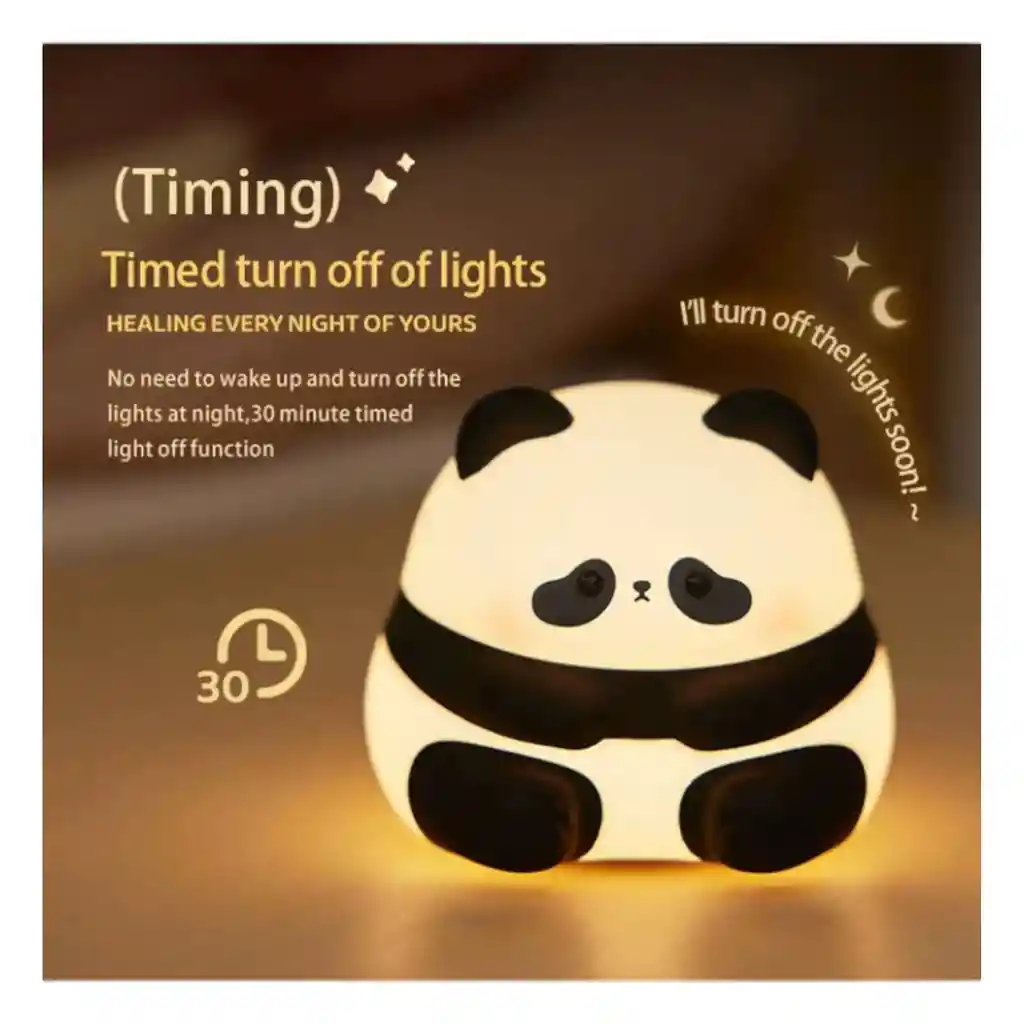Lampara De Silicona De Panda Con Led Recargable
