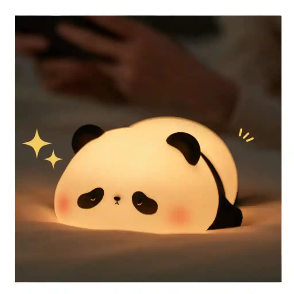 Lampara En Silicona De Panda Con Luz Calida Recargable