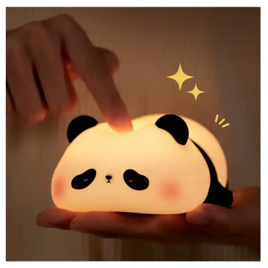 Lampara En Silicona De Panda Con Luz Calida Recargable