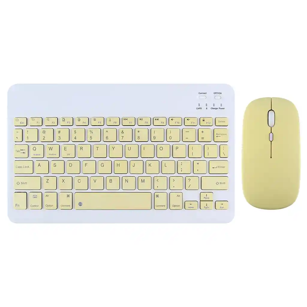 Teclado Bluetooth Kit Mouse Y Teclado Keyboard Nuevo Amarillo