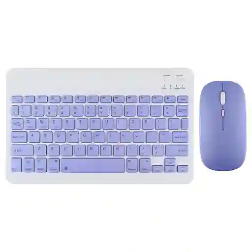 Teclado Bluetooth Kit Mouse Y Teclado Keyboard Nuevo Morado