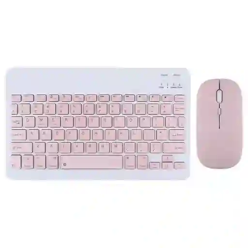 Teclado Bluetooth Kit Mouse Y Teclado Keyboard Nuevo Rosa