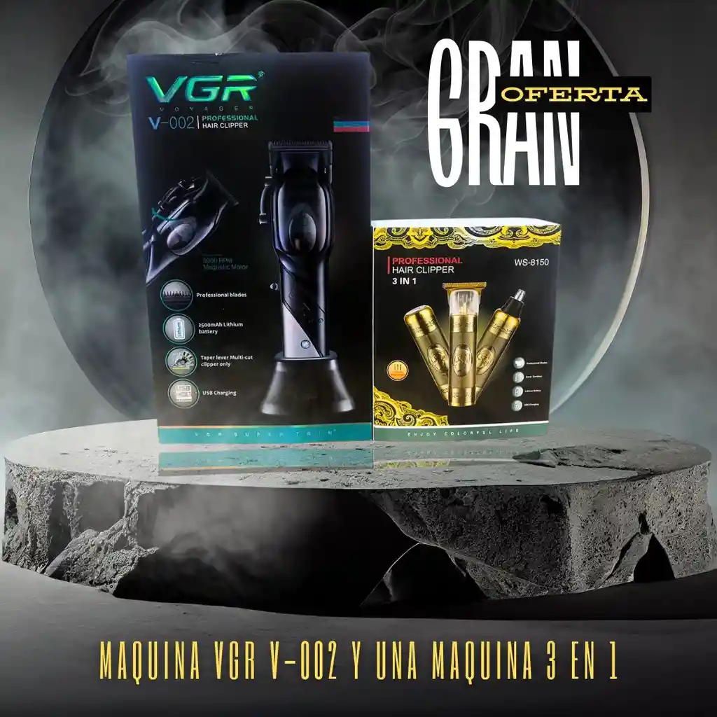 Pack Afeitadora Vgr V-002 + Máquina 3 En 1 Hair Clipper