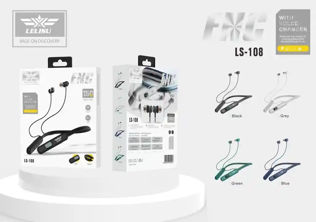 Audífonos De Cuello Fnc Ls-108 Estilo Y Sonido Inigualable Azul