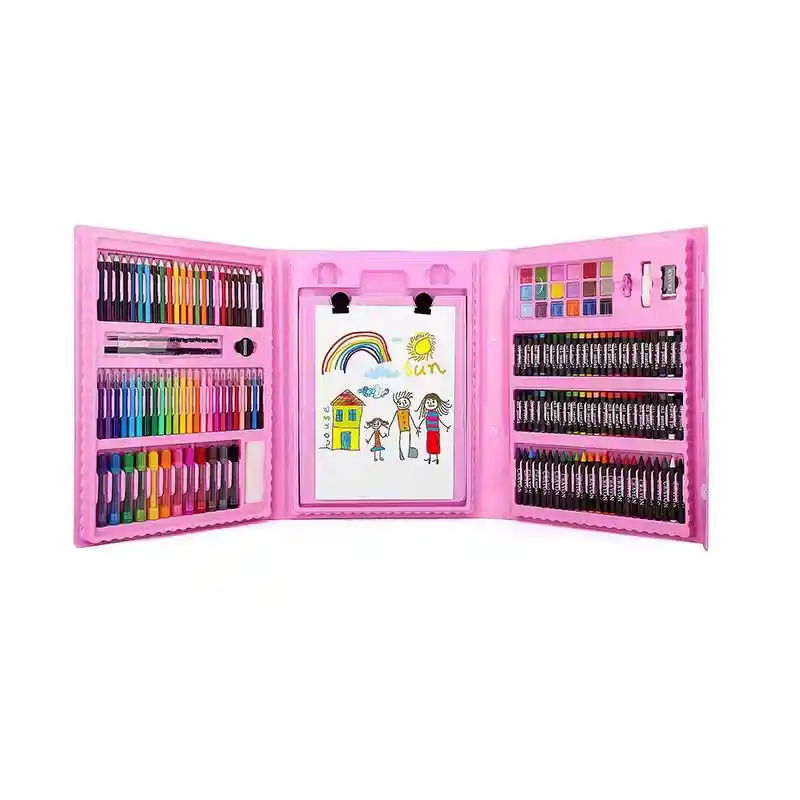 Set Kit Arte Niños Maleta 208 Piezas Crayon Acuarela Plumon