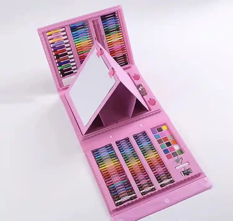 Set Kit Arte Niños Maleta 208 Piezas Crayon Acuarela Plumon