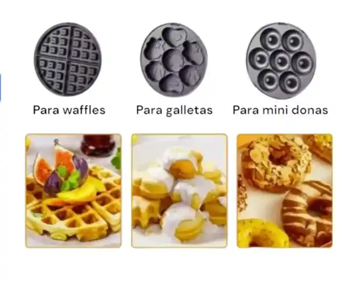 Maquina Waflera Para Snacks Donera Galletas 3 En 1