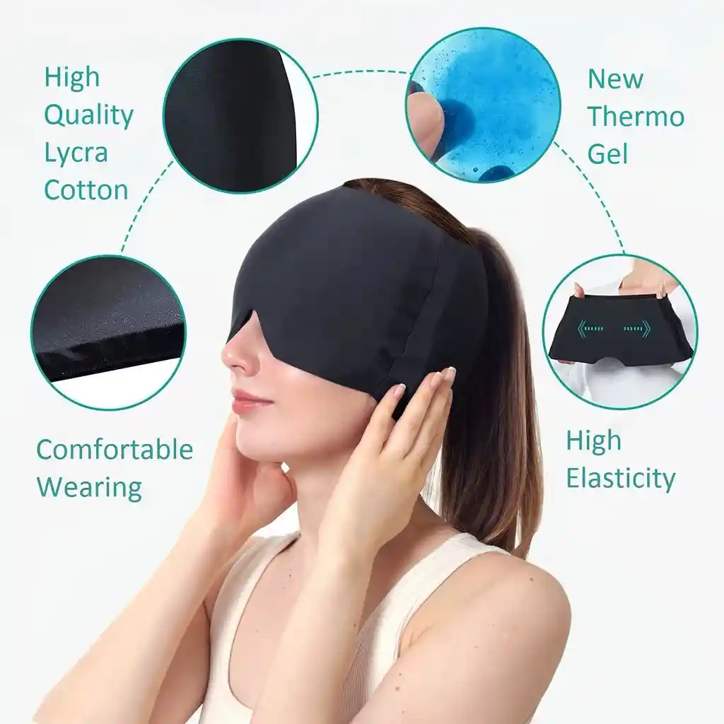 Gorro Para Migraña Compresa En Gel Frio De 360 Grados Rosado