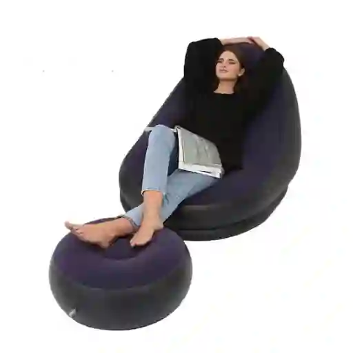 Sillón Inflable Puff Reclinable Cómodo Con Posapiés Nuevo