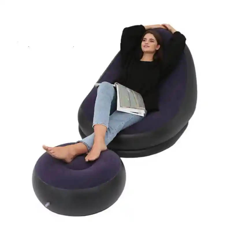 Sillón Inflable Puff Reclinable Cómodo Con Posapiés Nuevo