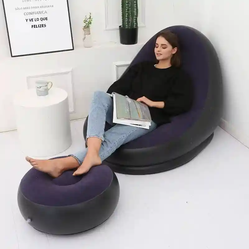 Sillón Inflable Puff Reclinable Cómodo Con Posapiés Nuevo