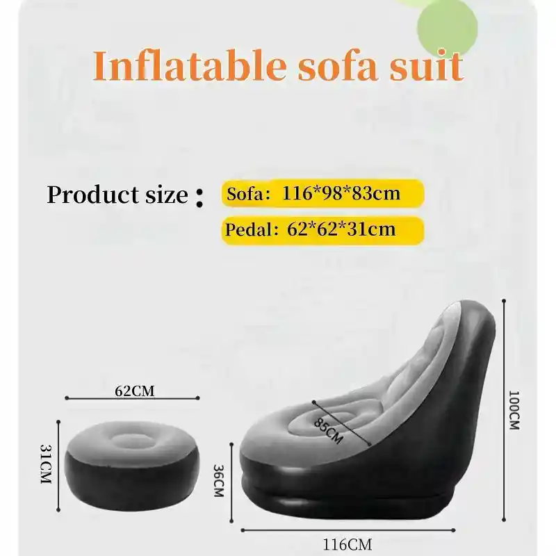 Sillón Inflable Puff Reclinable Cómodo Con Posapiés Nuevo