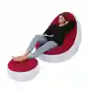 Sillón Inflable Puff Reclinable Cómodo Con Posapiés Nuevo Rojo
