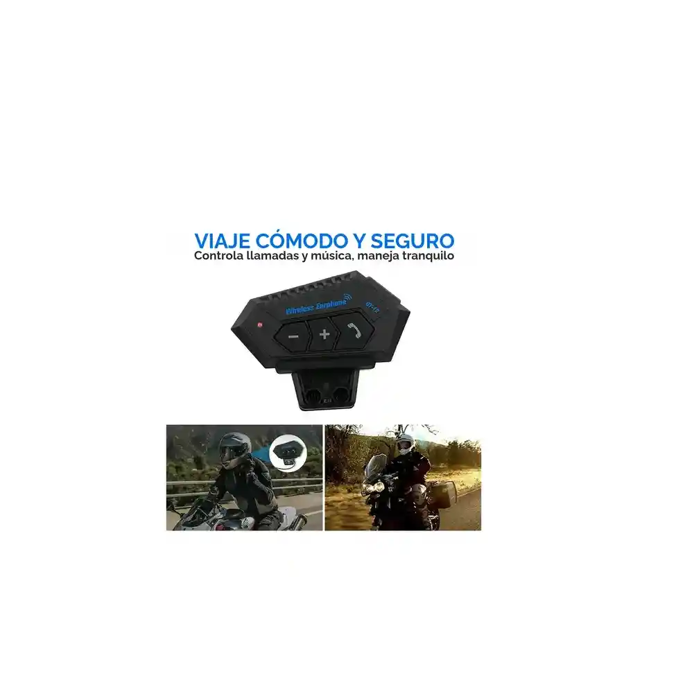 Intercomunicador Auriculares Casco Bluetooh Bt12 Moto Musica Sikeo Color Negro