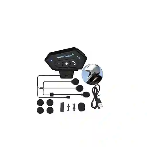 Intercomunicador Auriculares Casco Bluetooh Bt12 Moto Musica Sikeo Color Negro