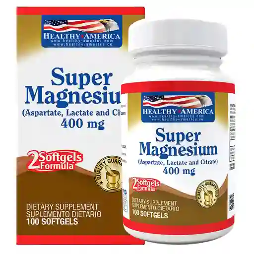 Super Magnesium Healthy America 400mg 100 Softgels
