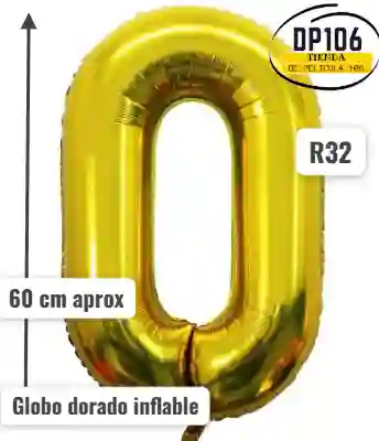 Globo De Numero Dorado # 0 Tamaño R32