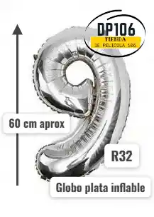 Globo De Numero Plata # 9 Tamaño R32