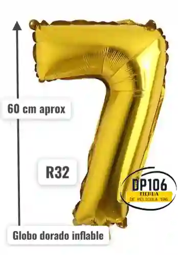 Globo De Numero Dorado # 7 Tamaño R32
