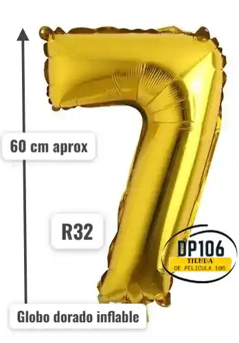 Globo De Numero Dorado # 7 Tamaño R32