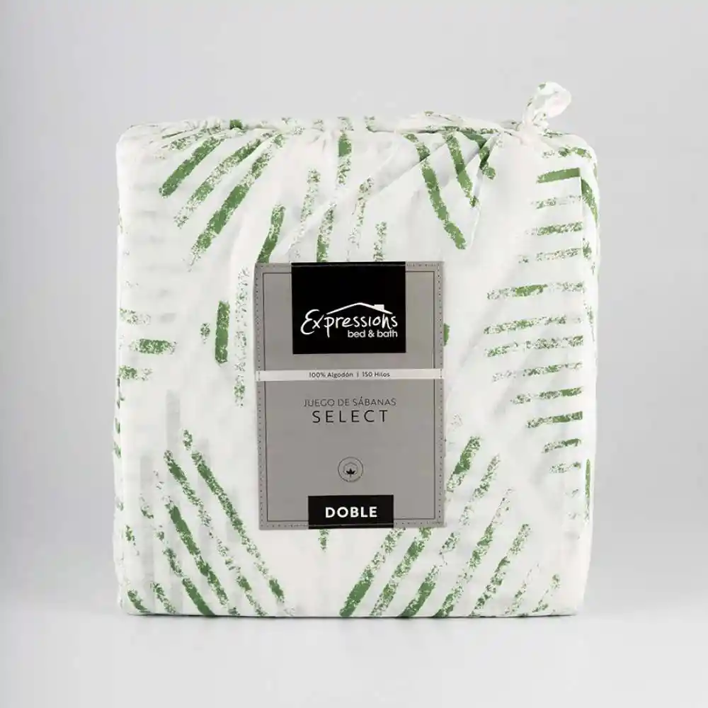 Juego Sabanas Expressions Geometric 150h Doble Verde 100% Algodon