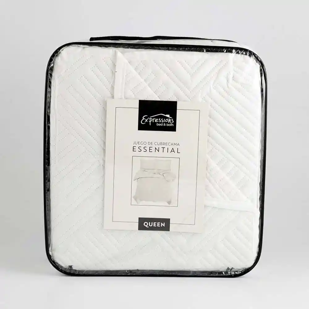 Cubre Cama Expressions Basic Queen Blanco 100% Poliester