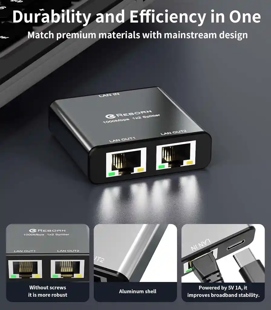 Union Extensor Cable De Red Rj45 Ethernet 1a2 Splitter 100m