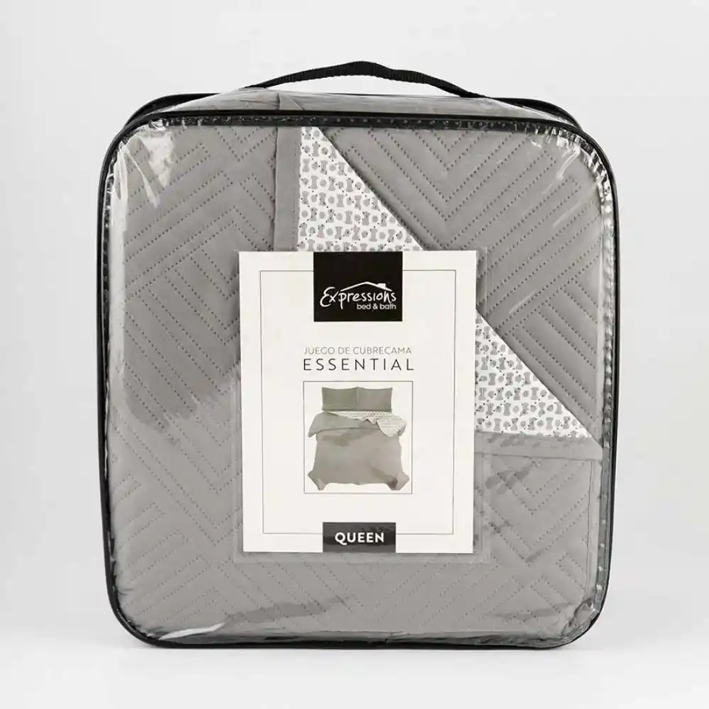 Cubre Cama Expressions Basic Queen Gris 100% Poliester