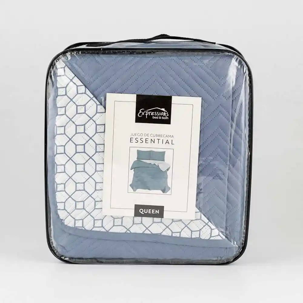 Cubre Cama Expressions Basic Queen Azul 100% Poliester