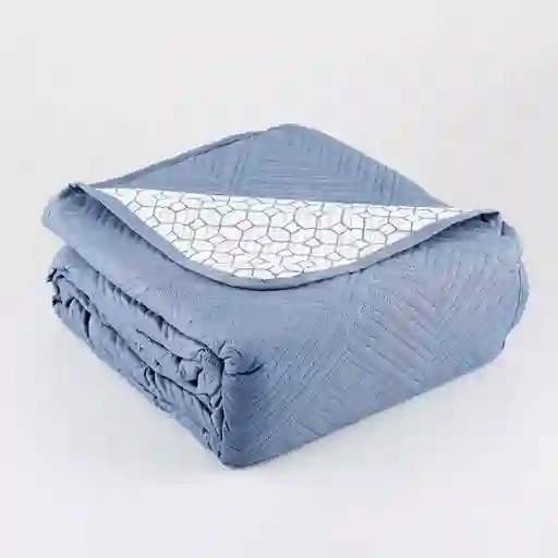 Cubre Cama Expressions Basic Queen Azul 100% Poliester