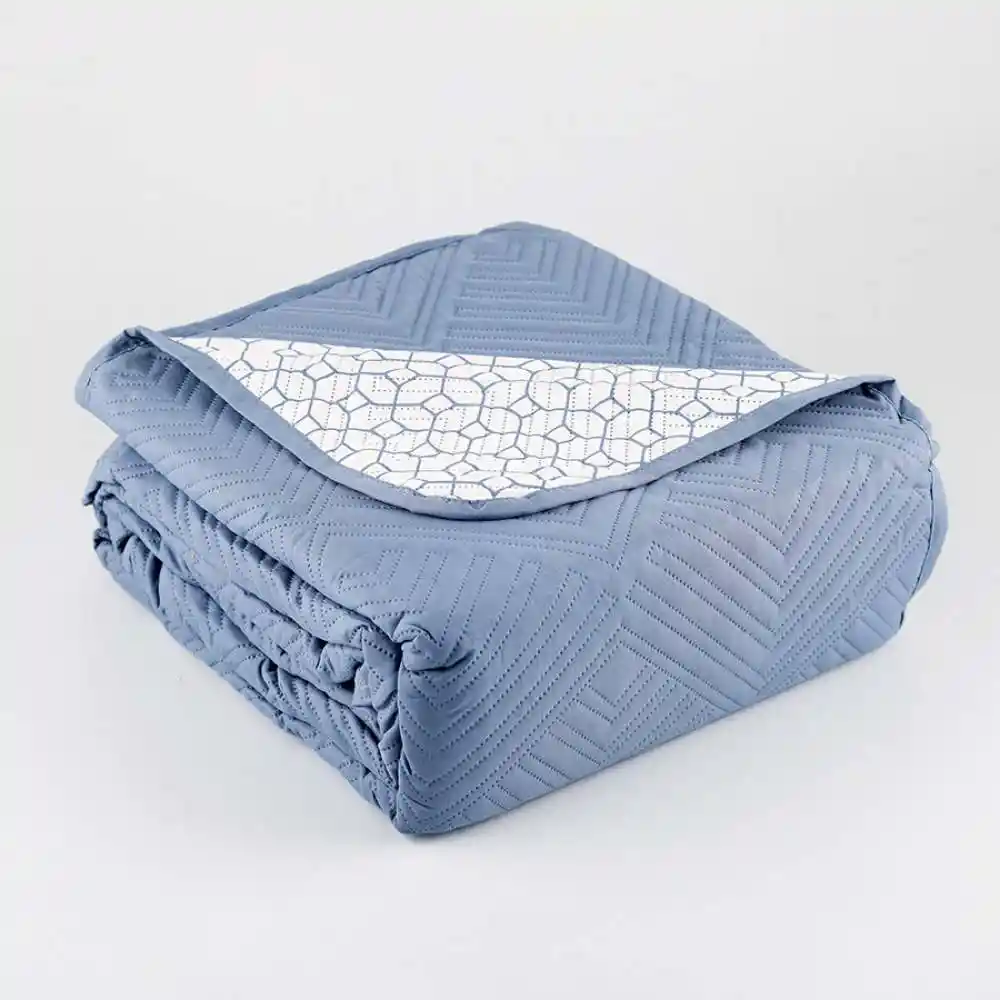 Cubre Cama Expressions Basic Queen Azul 100% Poliester