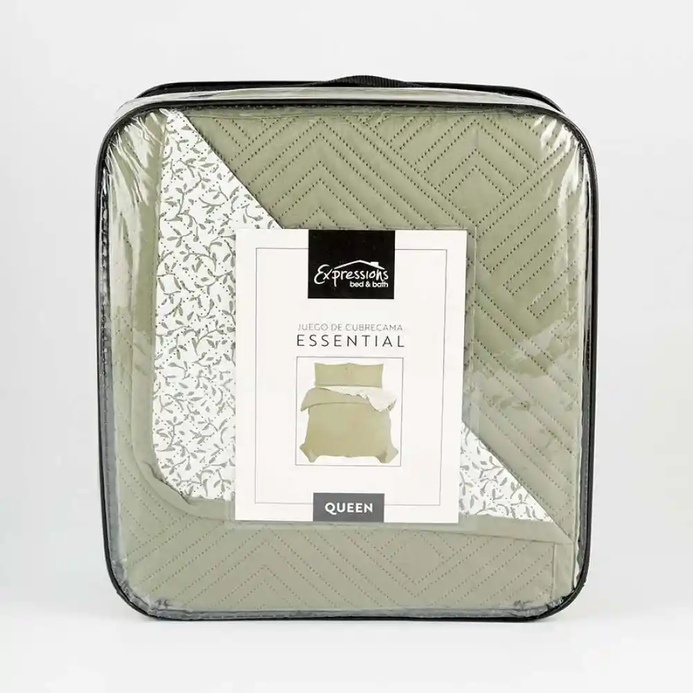Cubre Cama Expressions Basic Queen Verde 100% Poliester