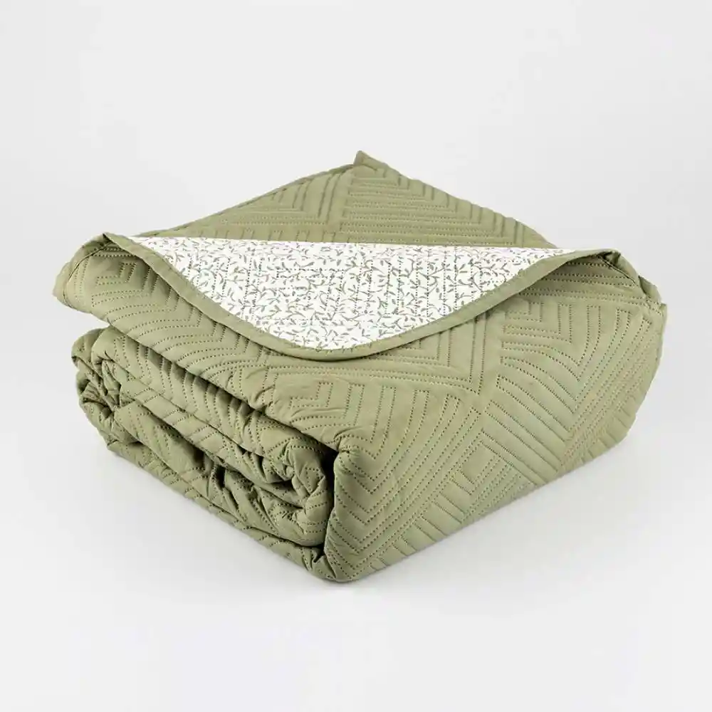 Cubre Cama Expressions Basic Queen Verde 100% Poliester