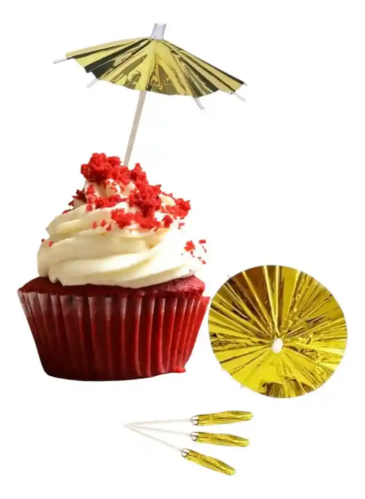 Sombrillas Color Dorado Para Coctel Bar Decoración Bodas Eventos 12 Und