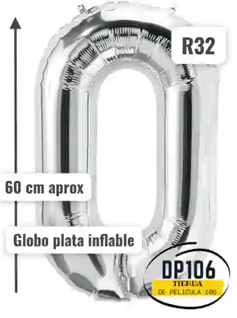 Globo De Numero Plata # 0 Tamaño R32