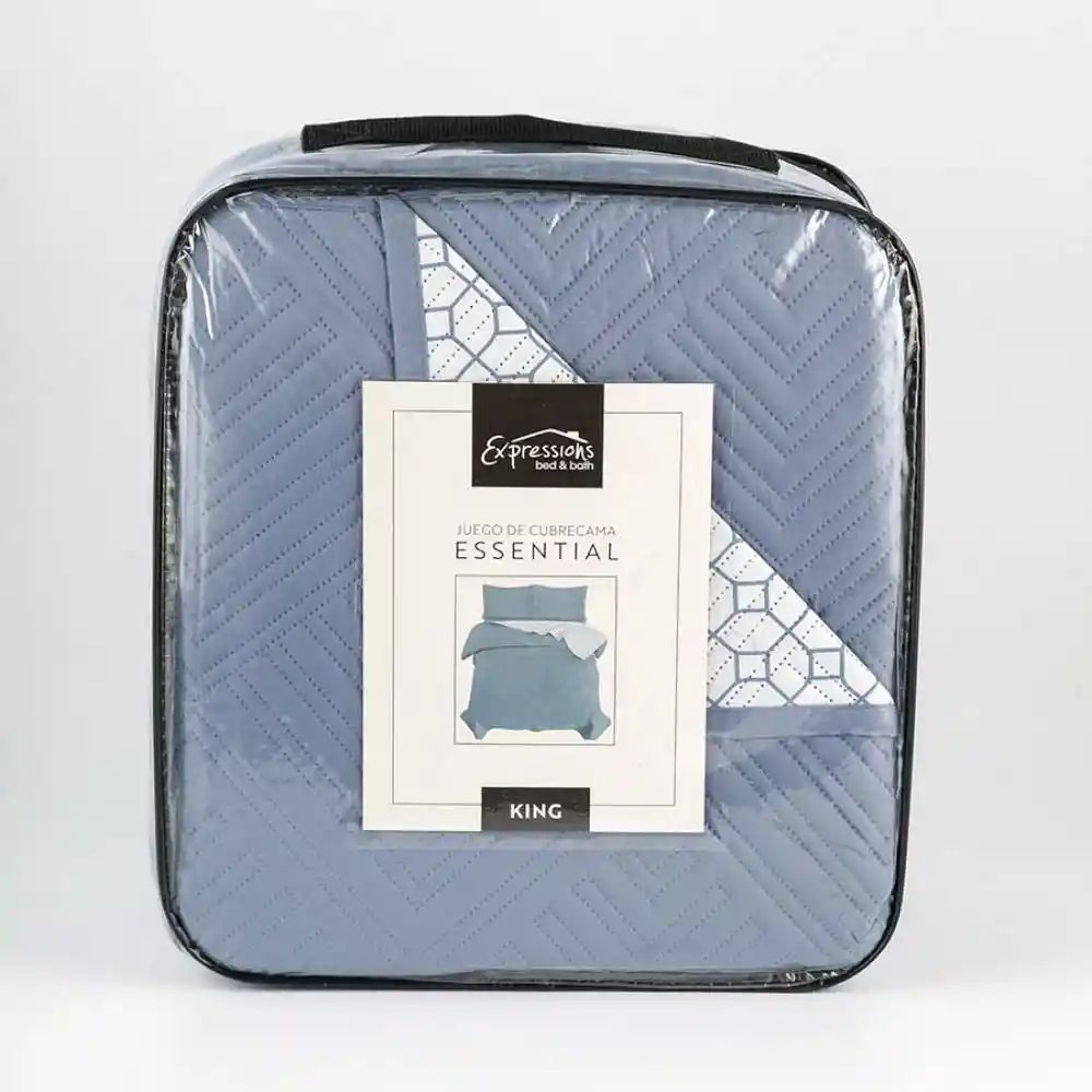 Cubre Cama Expressions Basic King Azul 100% Poliester
